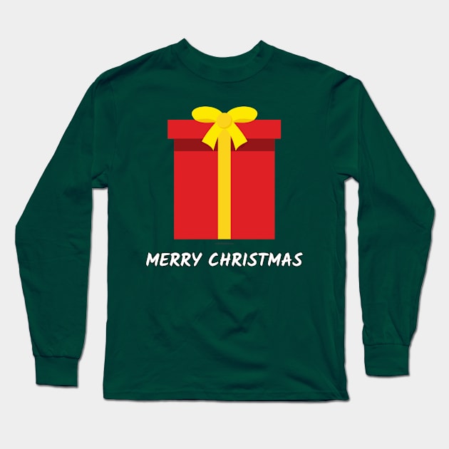 Red Gift - Merry Christmas Long Sleeve T-Shirt by BirdAtWork